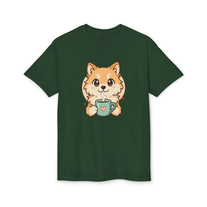 Cute Pomeranian with Coffee T-Shirt