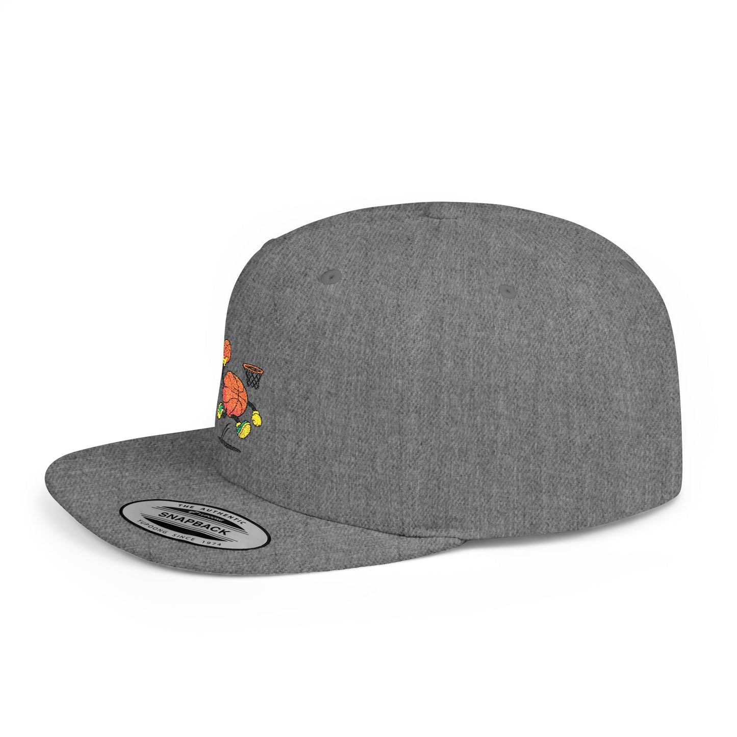 Flat Bill Snapback Hat- Basketball