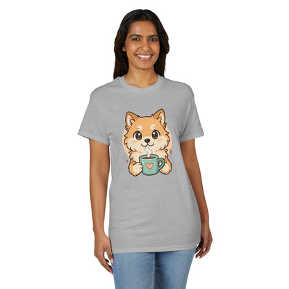 Cute Pomeranian with Coffee T-Shirt