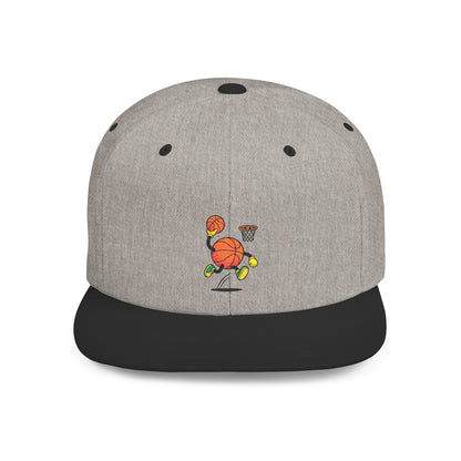Flat Bill Snapback Hat- Basketball
