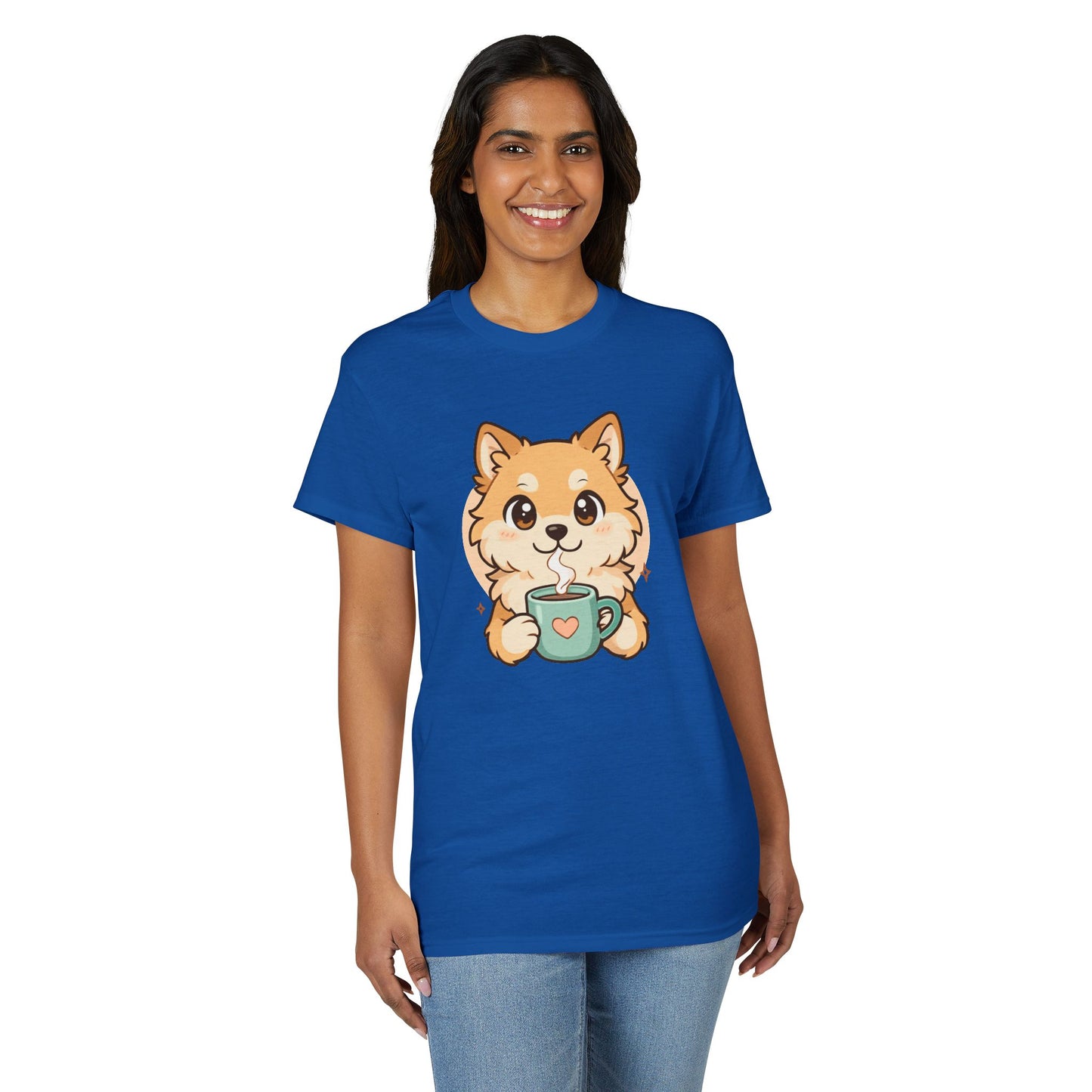 Cute Pomeranian with Coffee T-Shirt