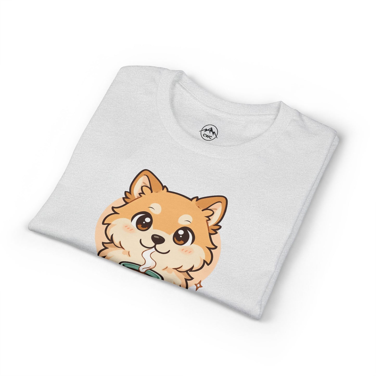 Cute Pomeranian with Coffee T-Shirt