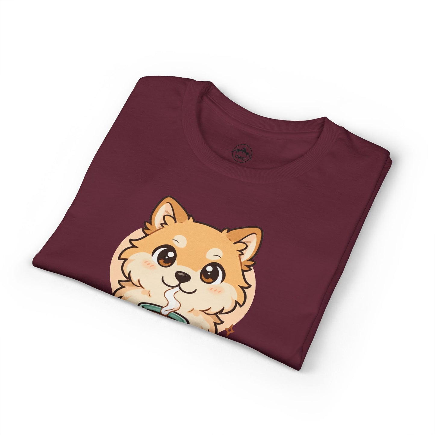 Cute Pomeranian with Coffee T-Shirt