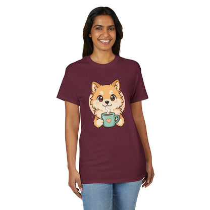 Cute Pomeranian with Coffee T-Shirt