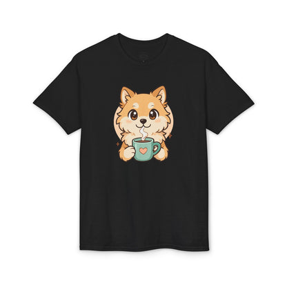 Cute Pomeranian with Coffee T-Shirt