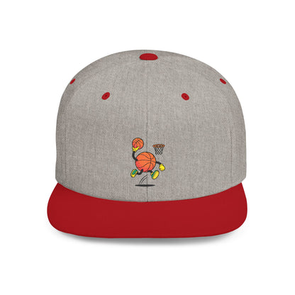 Flat Bill Snapback Hat- Basketball