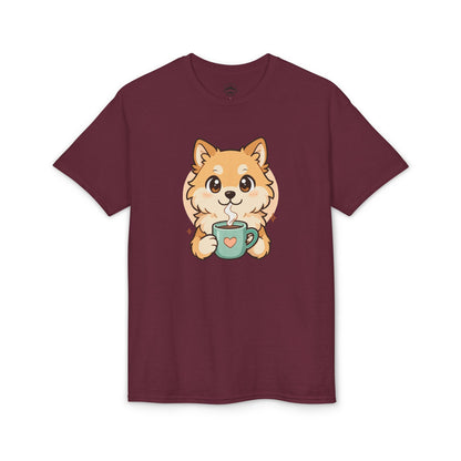 Cute Pomeranian with Coffee T-Shirt