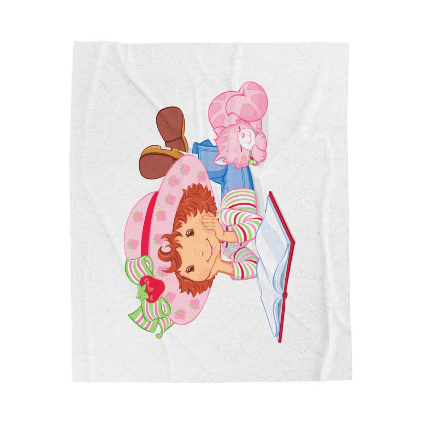 Cozy Velveteen Plush Blanket with Whimsical Reading Design