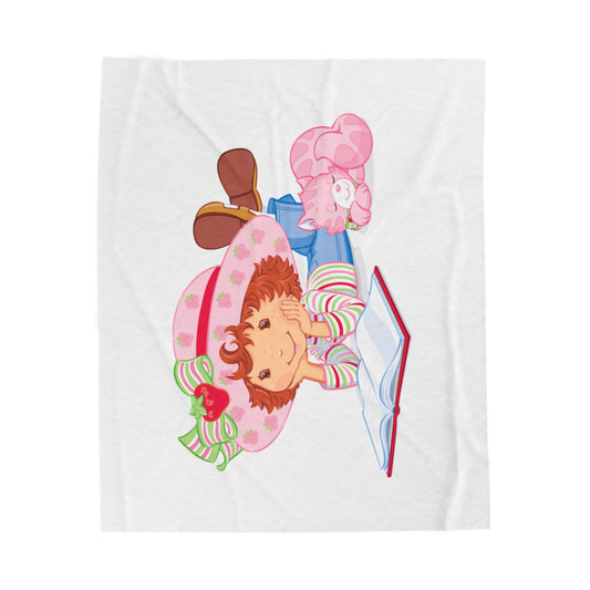 Cozy Velveteen Plush Blanket with Whimsical Reading Design