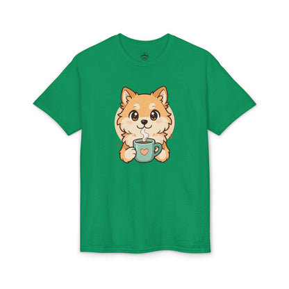 Cute Pomeranian with Coffee T-Shirt