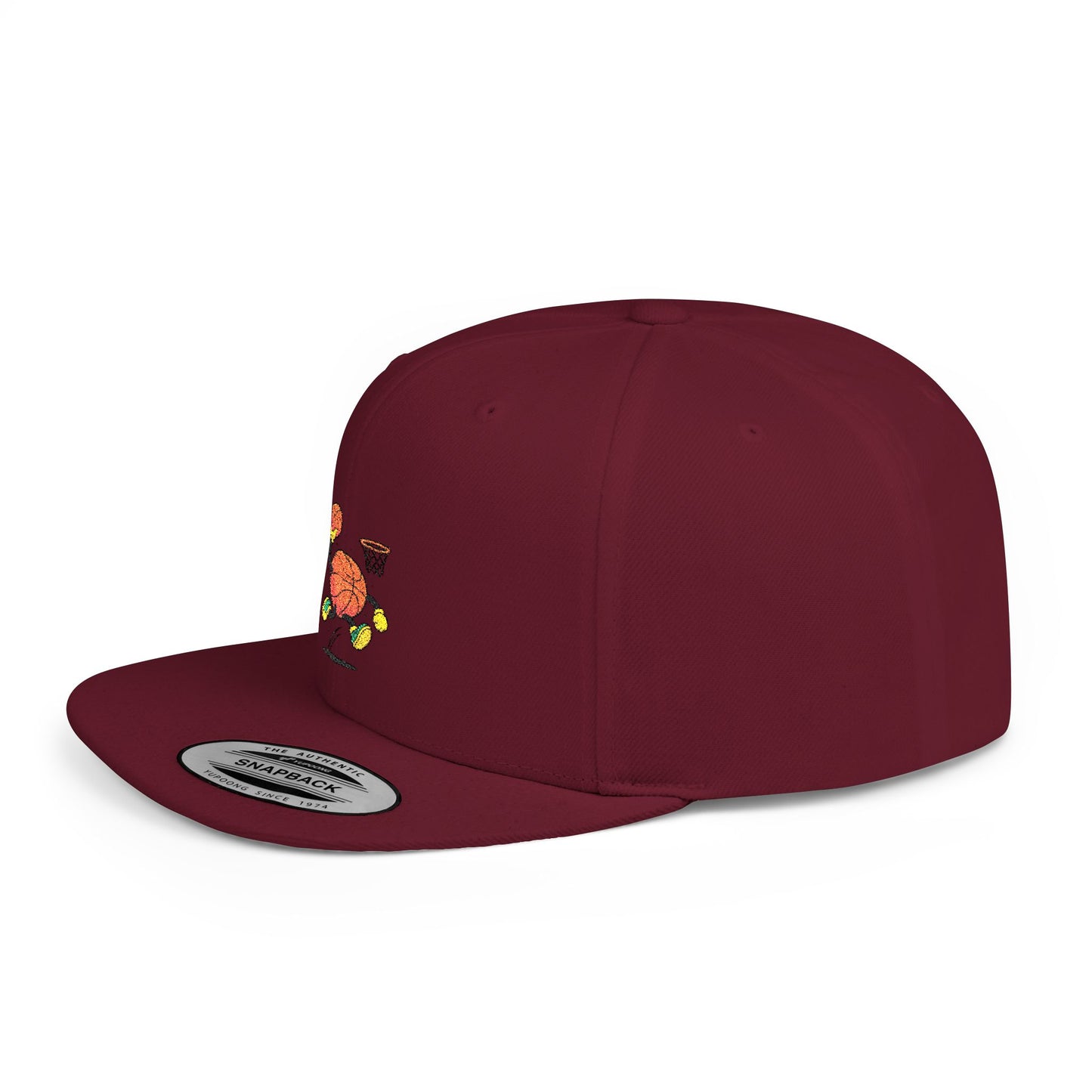Flat Bill Snapback Hat- Basketball