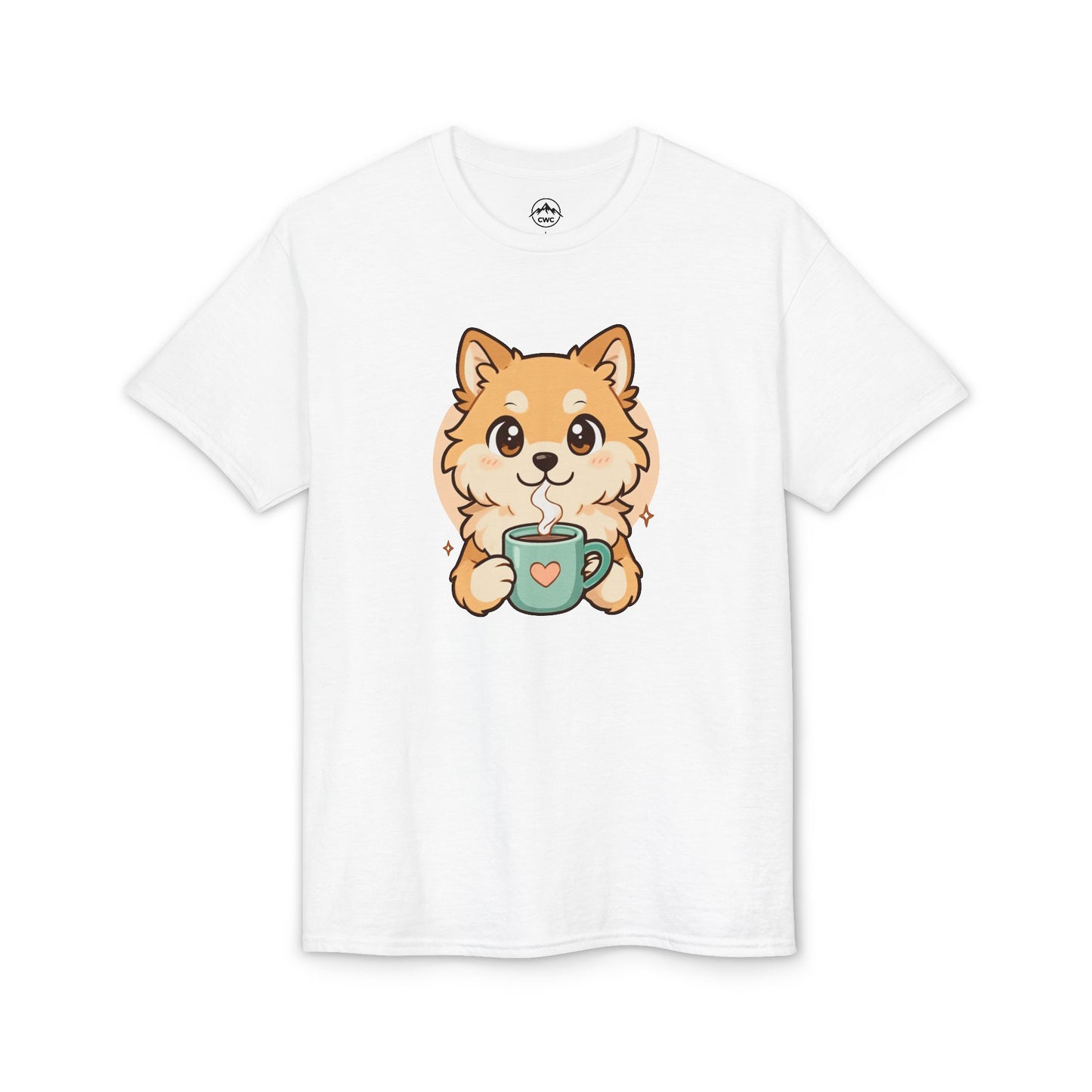 Cute Pomeranian with Coffee T-Shirt