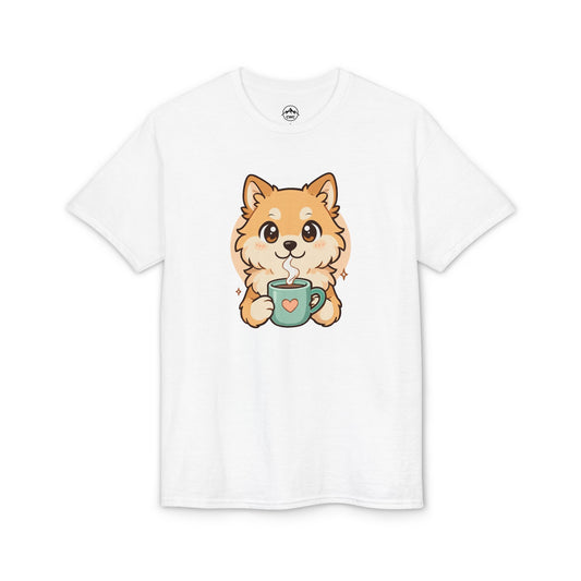 Cute Pomeranian with Coffee T-Shirt