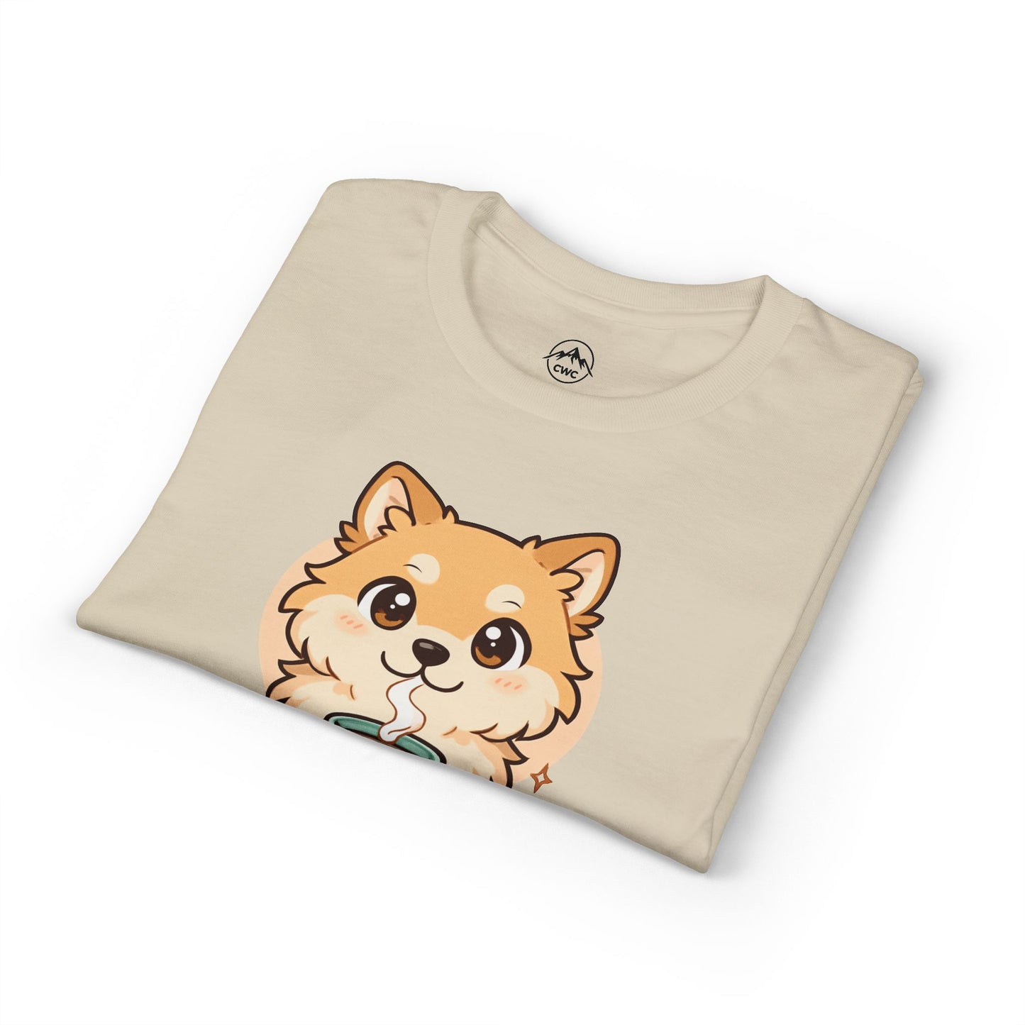 Cute Pomeranian with Coffee T-Shirt