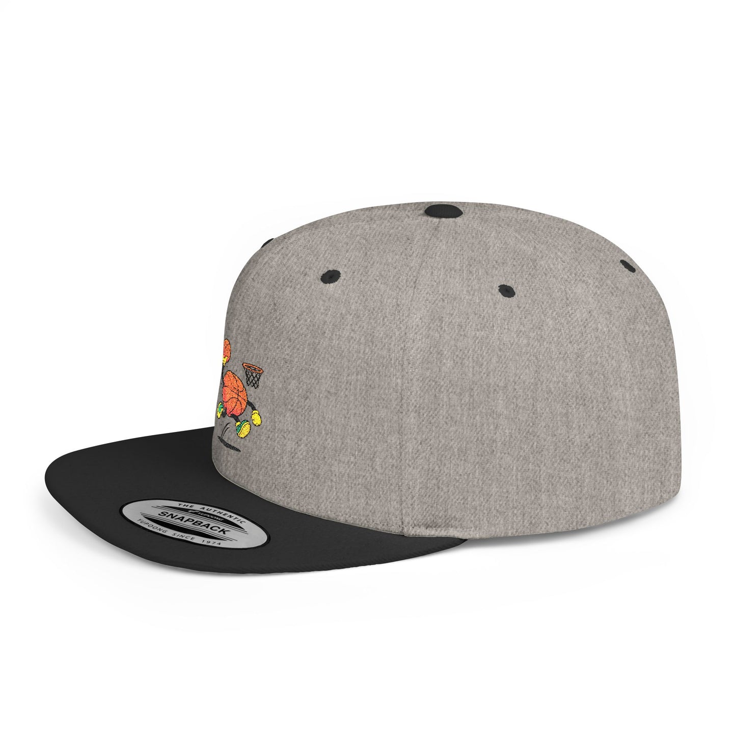 Flat Bill Snapback Hat- Basketball