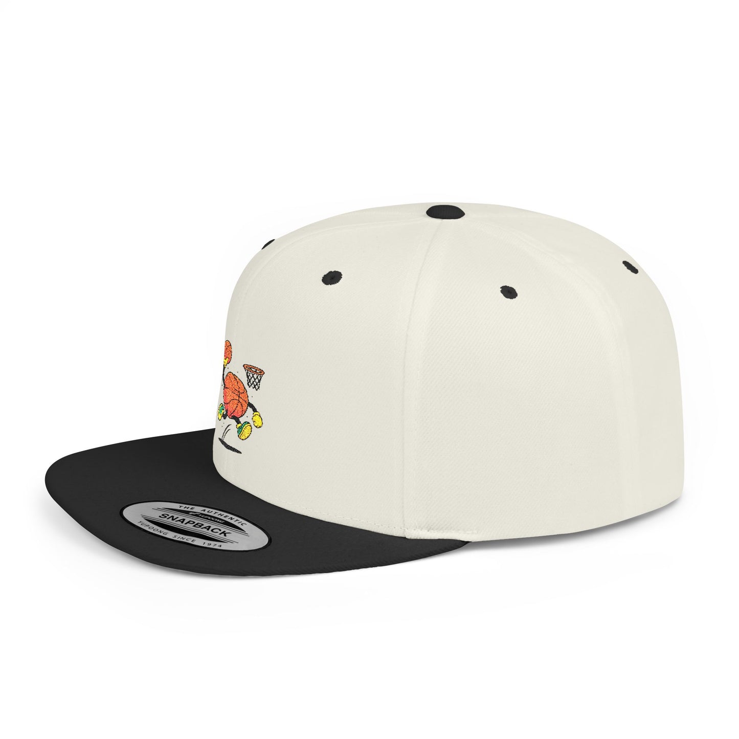 Flat Bill Snapback Hat- Basketball