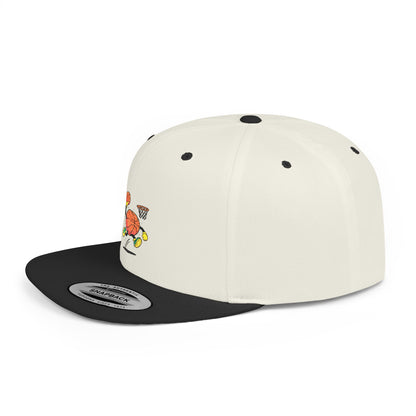 Flat Bill Snapback Hat- Basketball