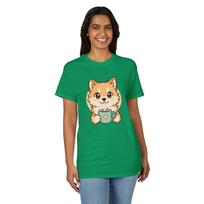 Cute Pomeranian with Coffee T-Shirt