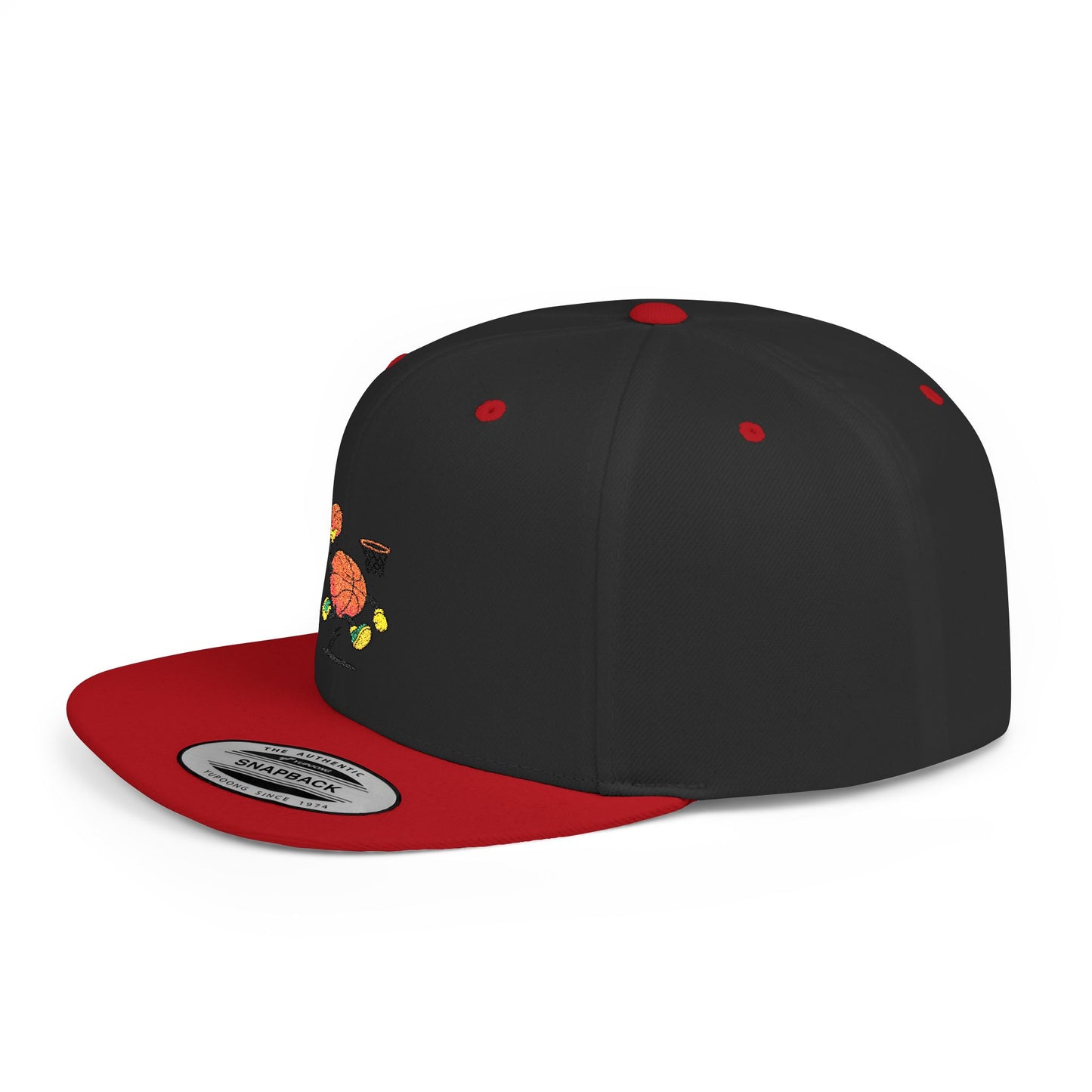 Flat Bill Snapback Hat- Basketball