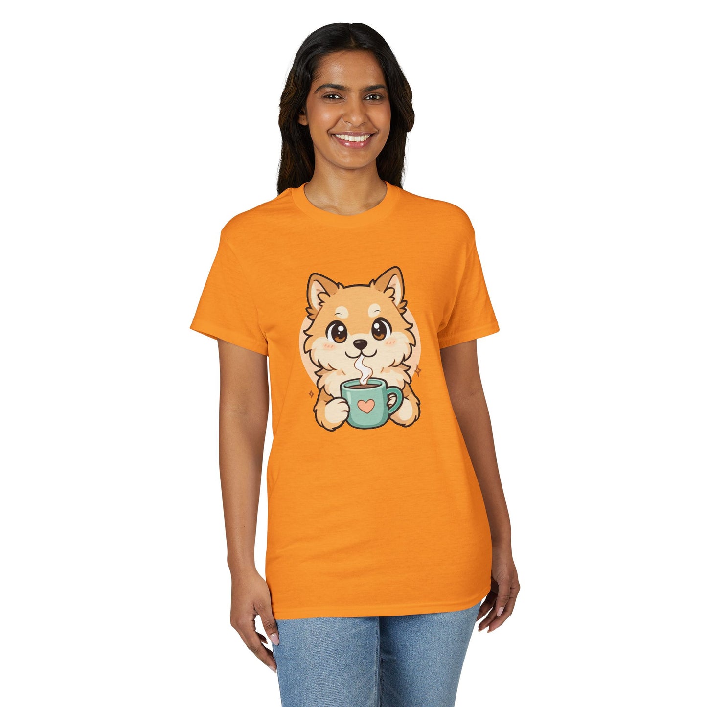 Cute Pomeranian with Coffee T-Shirt