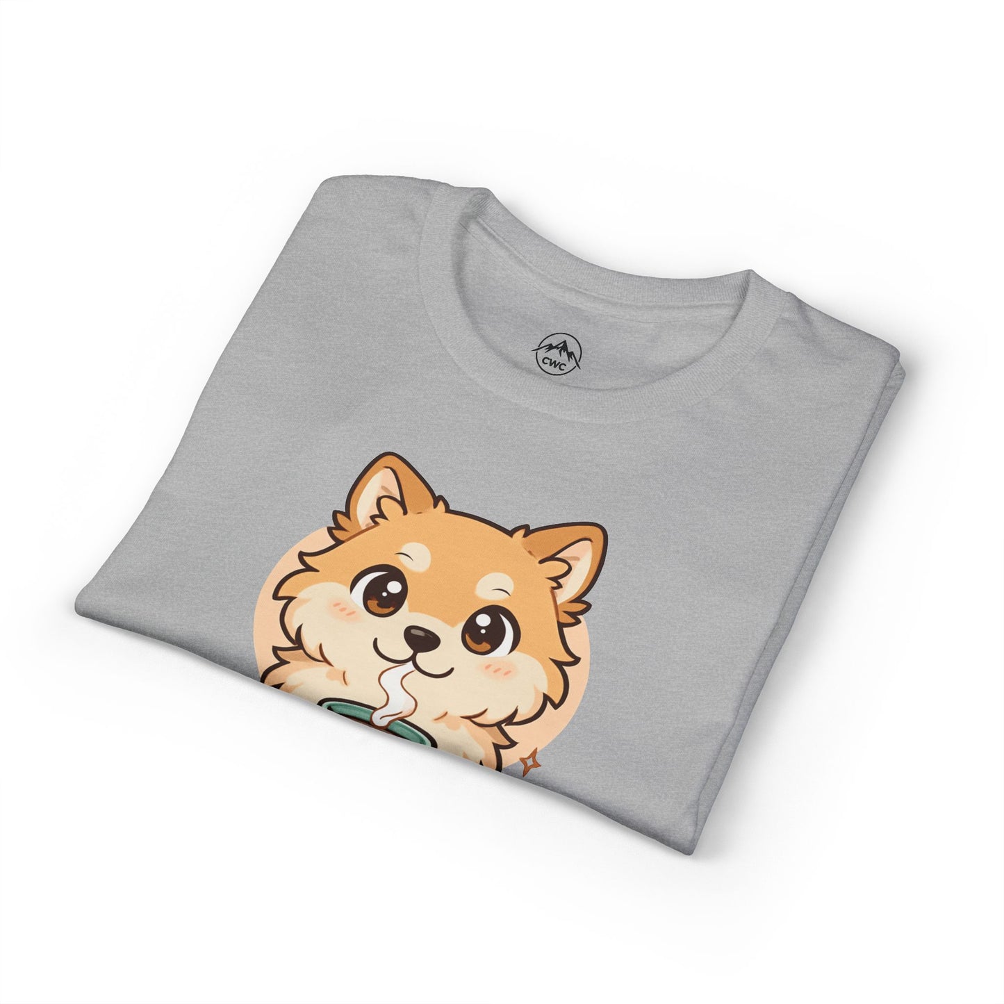 Cute Pomeranian with Coffee T-Shirt
