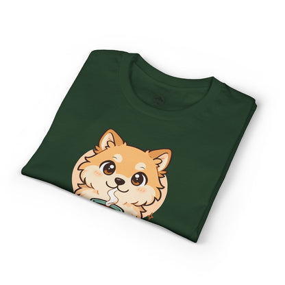 Cute Pomeranian with Coffee T-Shirt