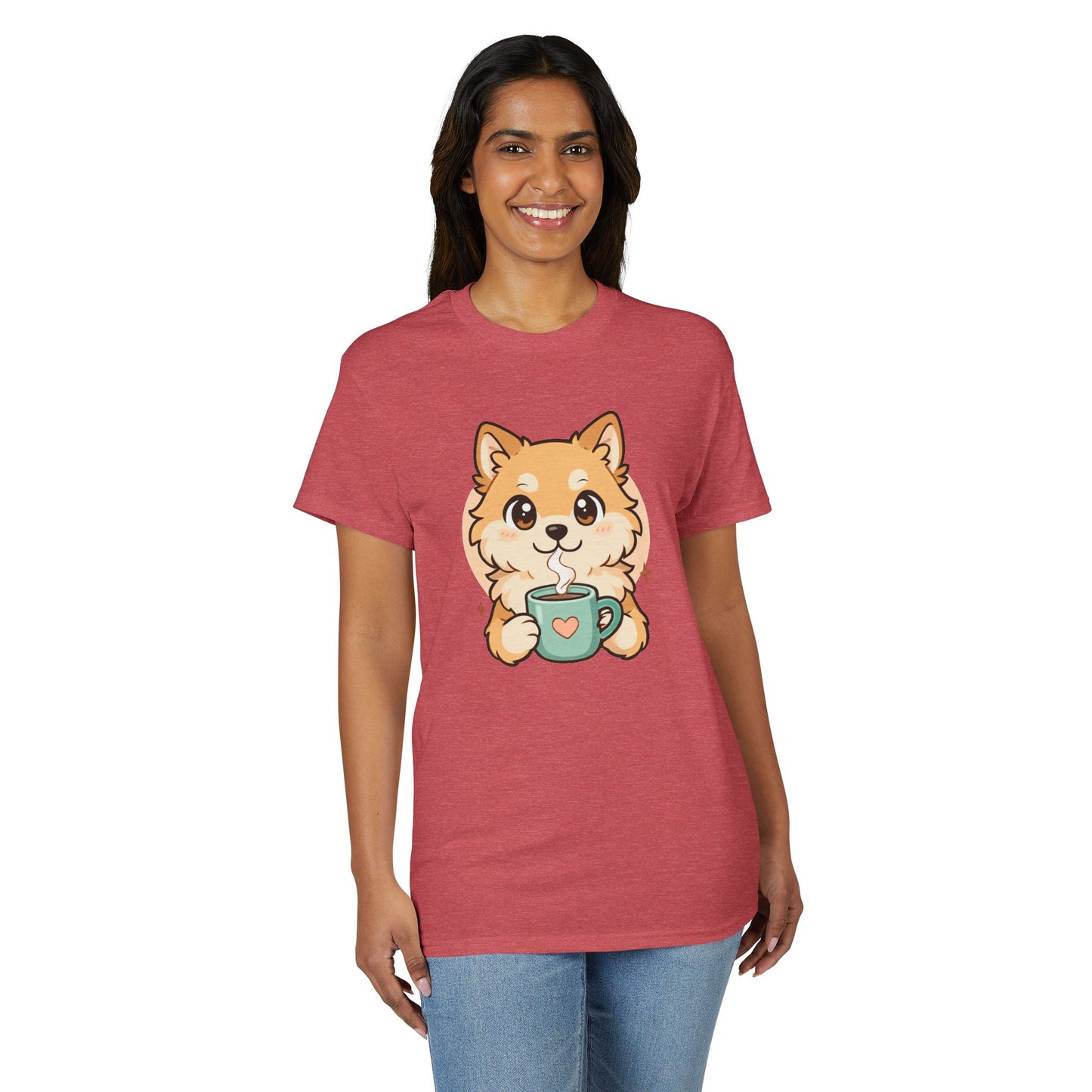Cute Pomeranian with Coffee T-Shirt