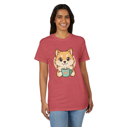 Cute Pomeranian with Coffee T-Shirt