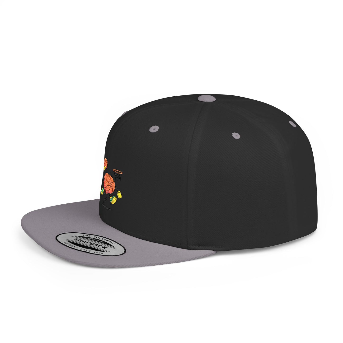 Flat Bill Snapback Hat- Basketball
