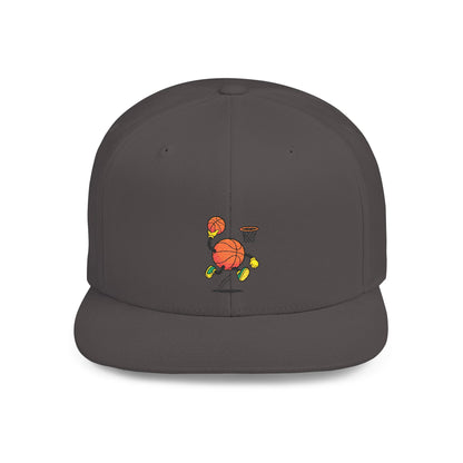 Flat Bill Snapback Hat- Basketball
