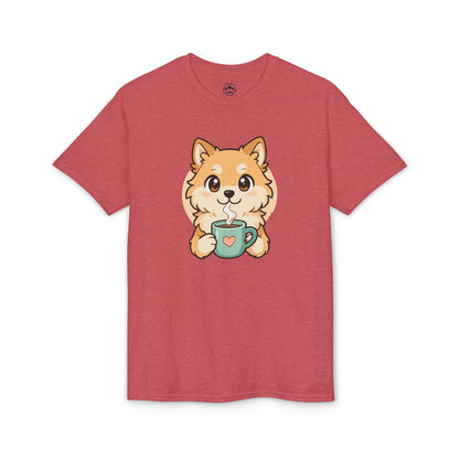 Cute Pomeranian with Coffee T-Shirt