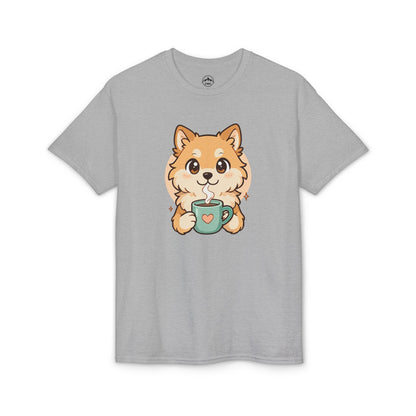 Cute Pomeranian with Coffee T-Shirt