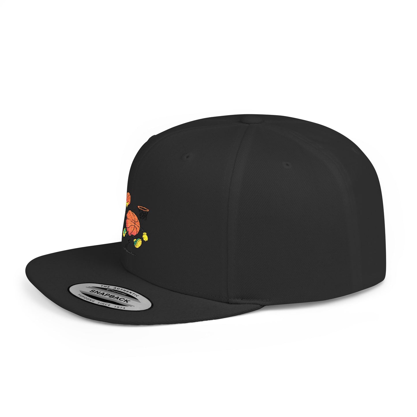 Flat Bill Snapback Hat- Basketball