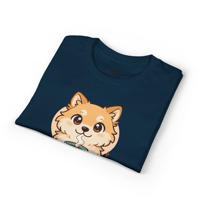 Cute Pomeranian with Coffee T-Shirt