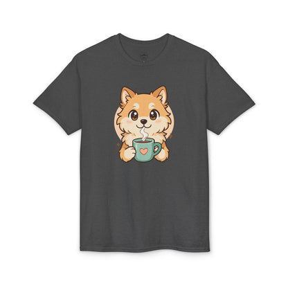 Cute Pomeranian with Coffee T-Shirt