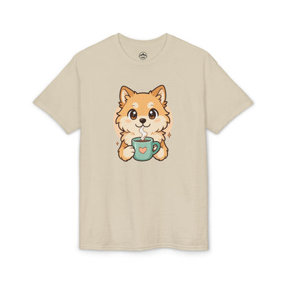 Cute Pomeranian with Coffee T-Shirt