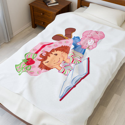 Cozy Velveteen Plush Blanket with Whimsical Reading Design