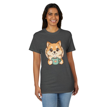 Cute Pomeranian with Coffee T-Shirt