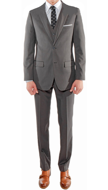 Ferrecci Mens Savannah Charcoal Slim Fit 3 Piece Suit-0